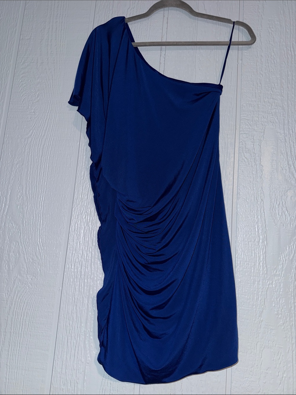 Express One-Shoulder Royal Blue Draped Dress